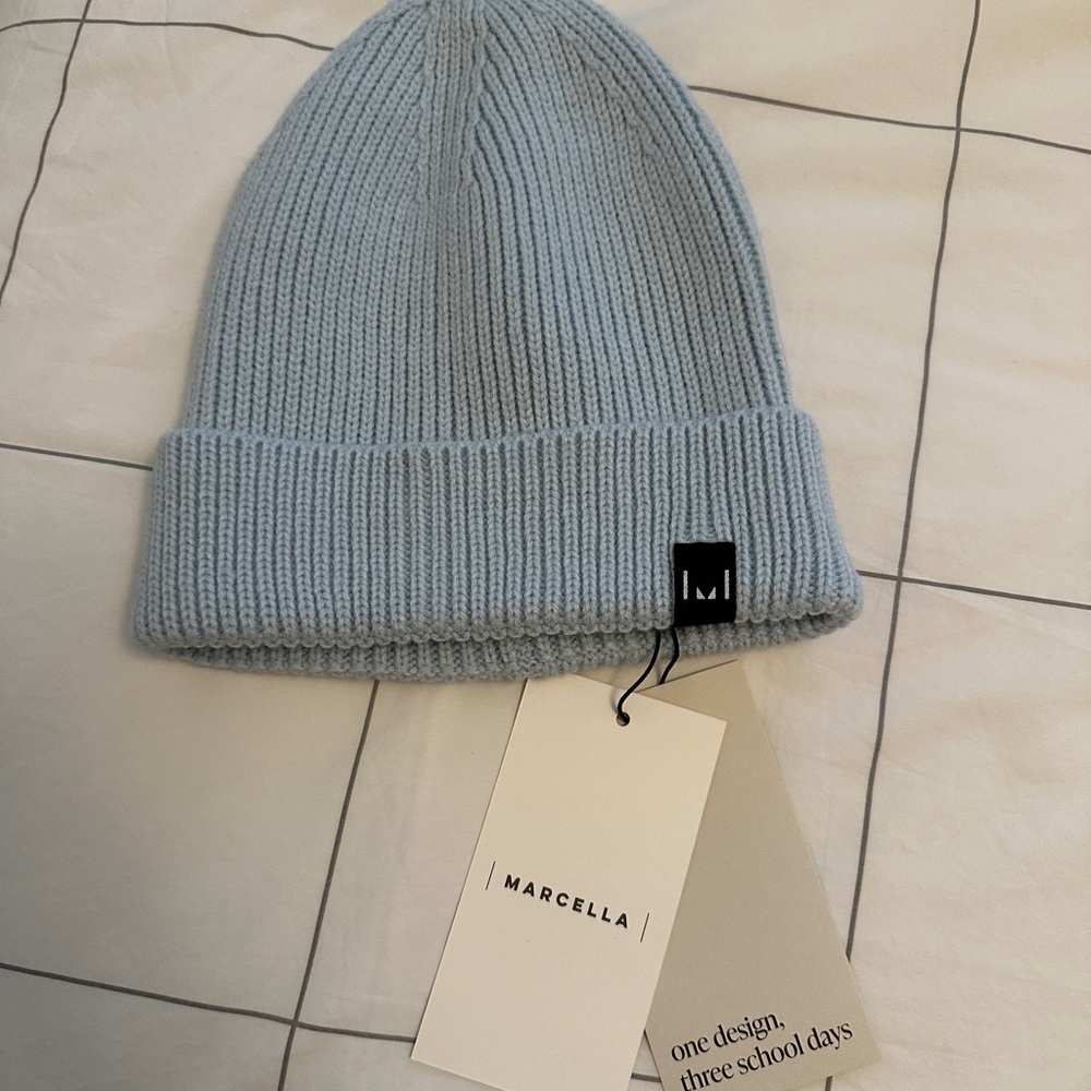 MARCELLA Soft Blue Knit Beanie